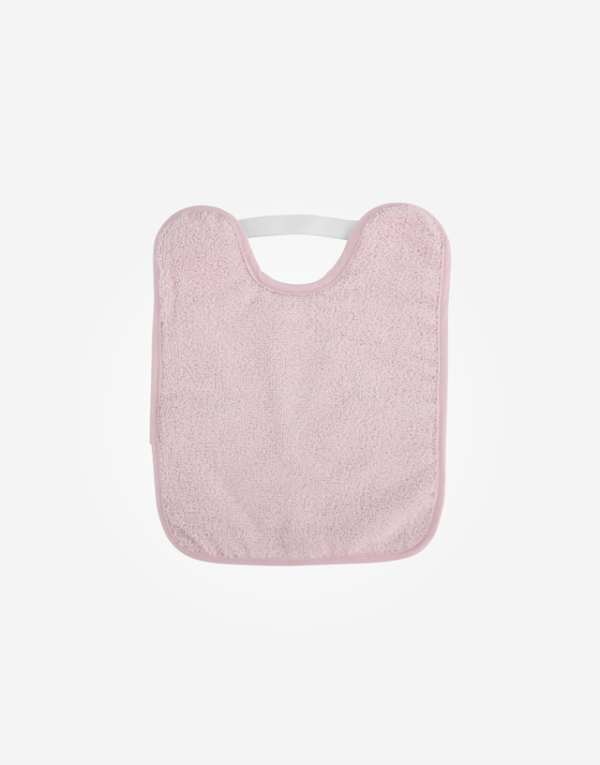 Babero rosa rizo plastificado con goma