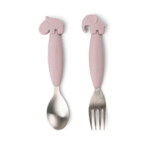 Spoon and fork set Deer friends - Pink