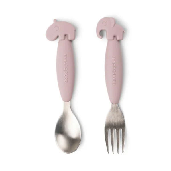 Spoon and fork set Deer friends - Pink