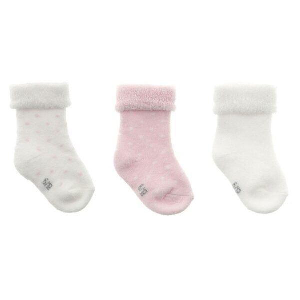 JUEGO 3 CALCETINES PARA BEBE MOTAS ROSA